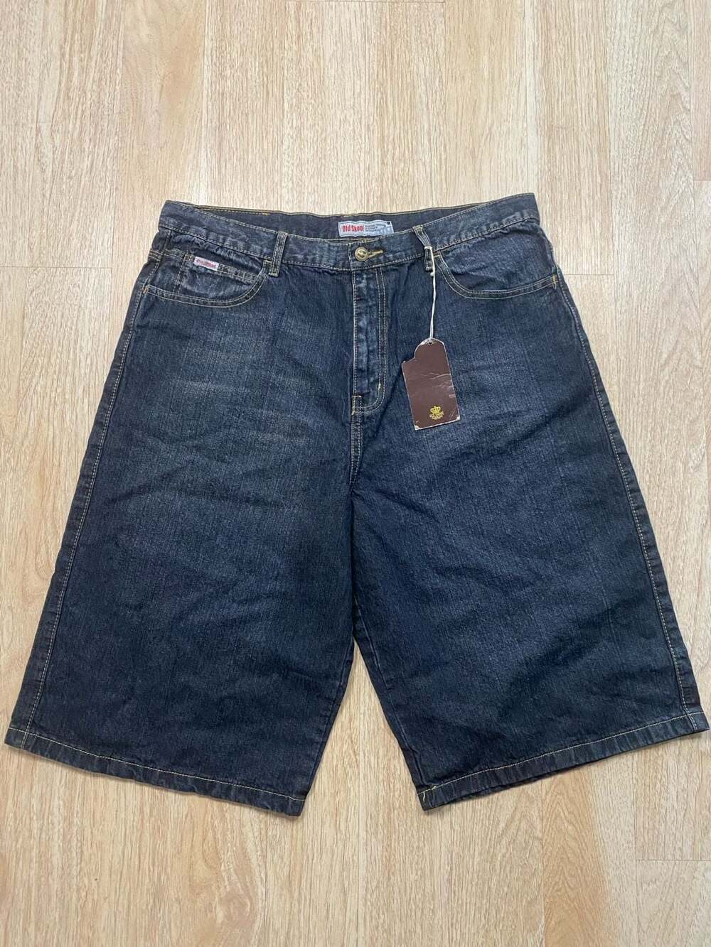 Old Skool Vintage Y2K Baggy Dark Wash Denim Jorts Shorts Size 38 NWT